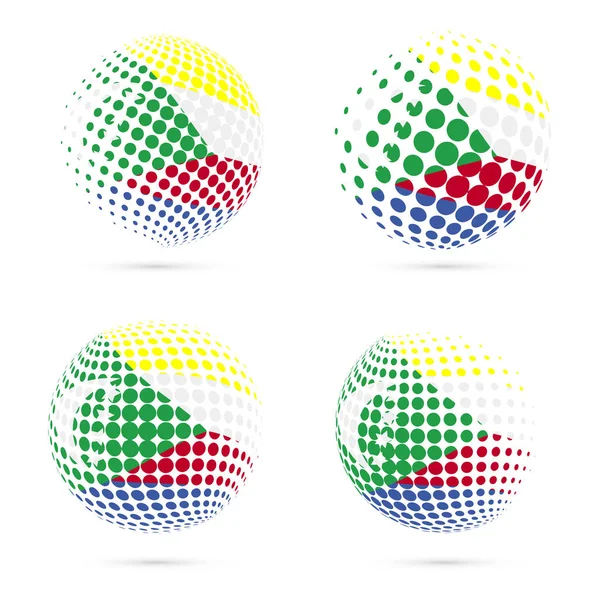Comoras bandera de medio tono conjunto vector patriótico diseño esfera de medio tono 3D en Comoras bandera nacional — Vector de stock