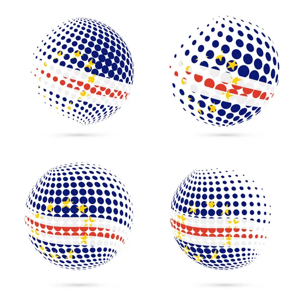 Bandiera mezzitoni Cabo Verde set patriottico design vettoriale sfera mezzitoni 3D in Cabo Verde bandiera nazionale — Vettoriale Stock