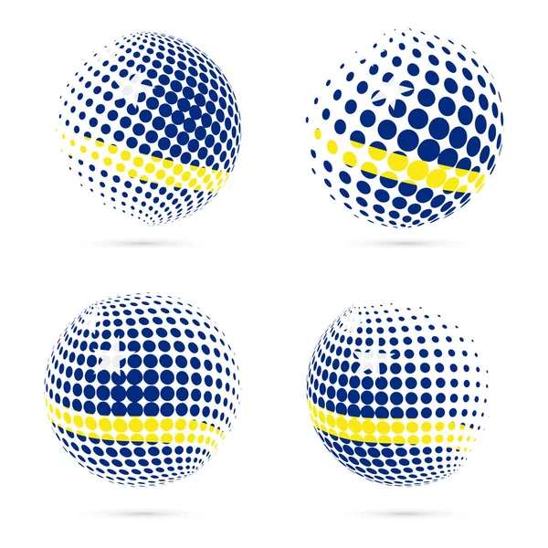 Curazao halftone flag set patriotic vector design 3D halftone sphere in Curacao national flag — Vector de stock