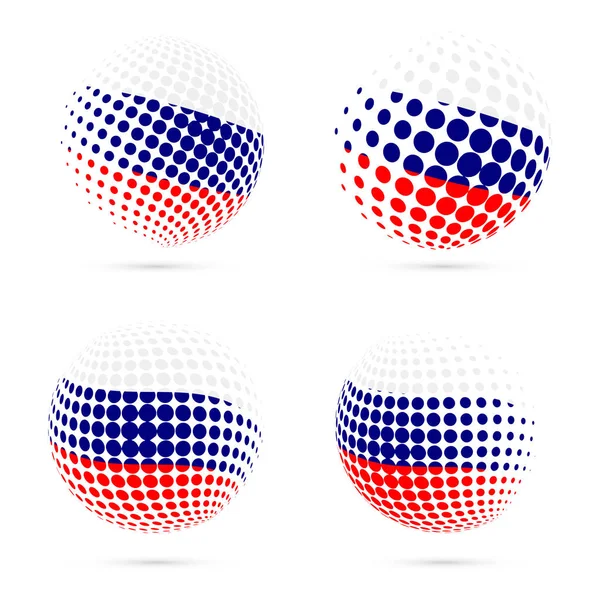 Russie demi-ton drapeau mis patriotique vecteur design 3D demi-ton sphère en Russie couleurs du drapeau national — Image vectorielle