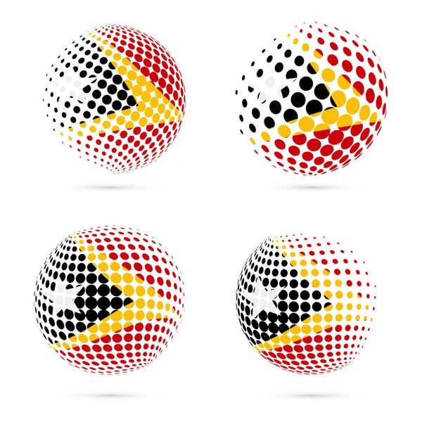 TimorLeste bandera de medio tono conjunto diseño vectorial patriótico esfera de medio tono 3D en TimorLeste nacional — Vector de stock