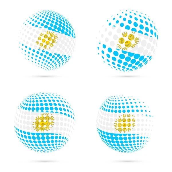 Argentina bandiera mezzitoni set patriottico disegno vettoriale sfera mezzitoni 3D in Argentina bandiera nazionale — Vettoriale Stock