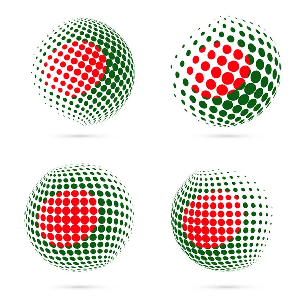 Bangladesh halvtone flag sæt patriotiske vektor design 3D halvtone kugle i Bangladesh nationalt flag – Stock-vektor