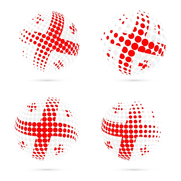 Georgia semitono establecido patriótico vector diseño 3d semitono esfera en la bandera nacional de Georgia — Vector de stock