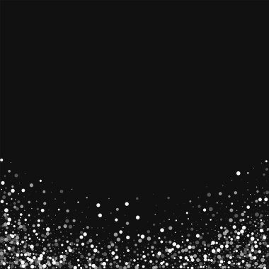 Rasgele düşen beyaz nokta siyah arka plan üzerine rastgele düşme ile soyut alt beyaz nokta