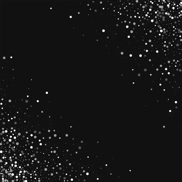 Chute aléatoire de points blancs Bordure en coin Scatter avec chute aléatoire de points blancs sur noir — Image vectorielle