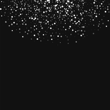 Rasgele düşen beyaz nokta rasgele düşme ile üst yarım daire beyaz nokta siyah arka planda vektör