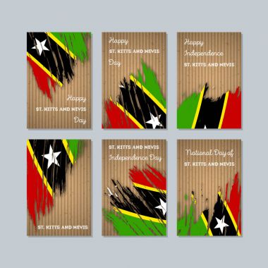 St Kitts ve Nevis vatansever kartları için Milli Günü ifade fırça darbesi ulusal bayrak