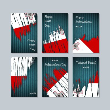 Malta Milli Günü ifade fırça darbesi kara günü ulusal bayrak renklerde için vatansever kartları