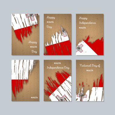 Malta Milli Günü ifade fırça darbesi kraft ulusal bayrak renk için vatansever kartları