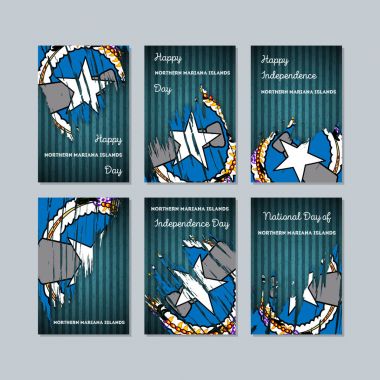Milli Günü ifade fırça darbesi ulusal bayrak için vatansever kartları Kuzey Mariana Adaları