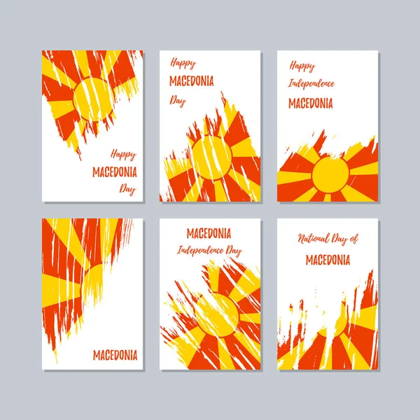 Makedonya vatansever kartları Milli Günü ifade fırça darbesi beyaz Milli bayrak renk için
