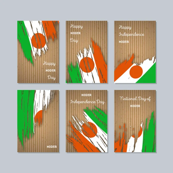 Nijer vatansever kartları Milli Günü ifade fırça darbesi kraft ulusal bayrak renk için