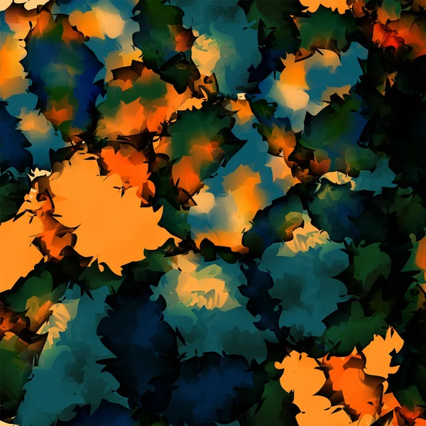Pomarańczowy zielony niebieski akwarela tekstury tło wspaniały Abstrakcja pomarańczowy zielony niebieski akwarela — Wektor stockowy