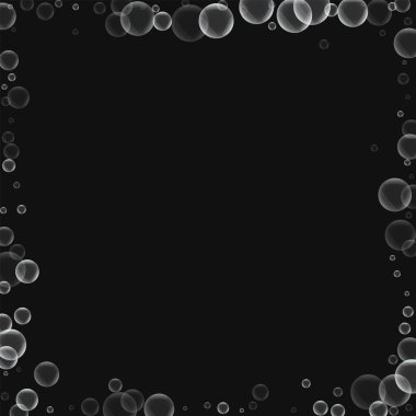 Siyah arka planda vektör rasgele sabun köpüğü ile rasgele sabun köpüğü kaotik çerçeve