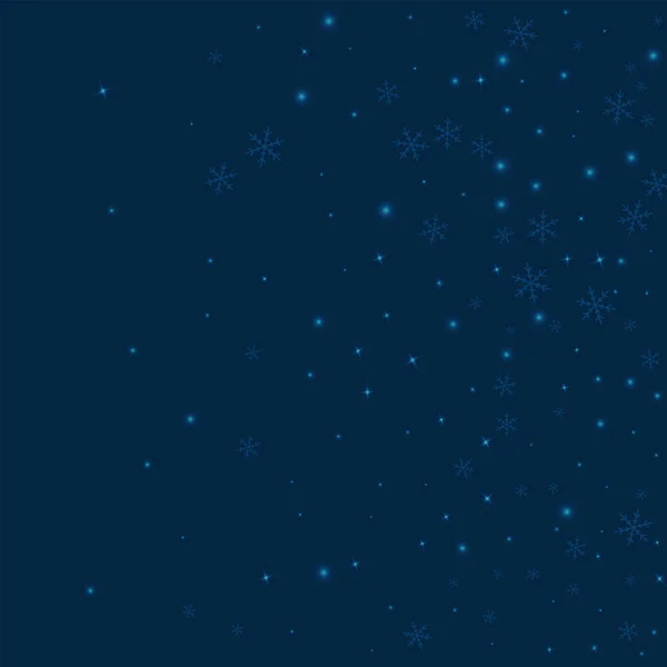 Sparse gloeiende sneeuw juiste verloop op diep blauwe achtergrond vectorillustratie — Stockvector
