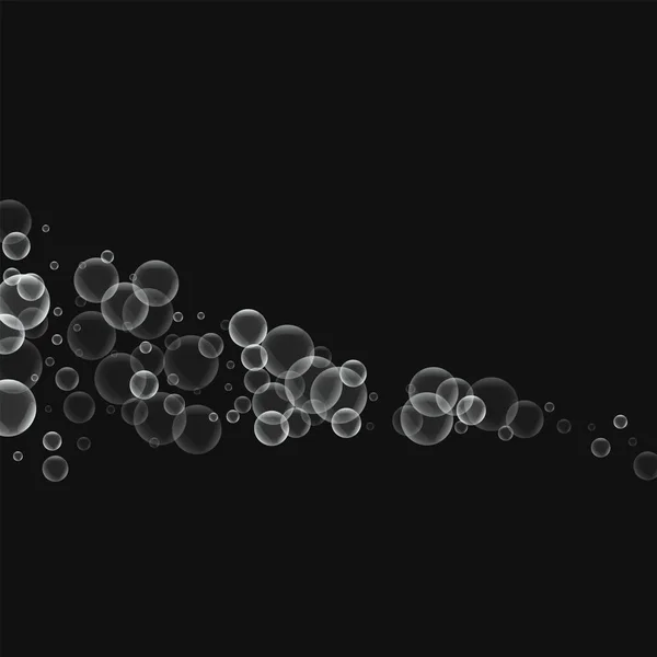 Burbujas de jabón al azar Cometa con burbujas de jabón al azar sobre fondo negro Ilustración vectorial — Vector de stock