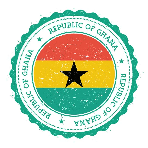 Sello de goma grunge con bandera de Ghana Sello de viaje vintage con estrellas de texto circular y nacional — Vector de stock