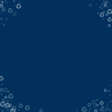Derin mavi sabun köpüğü ile sabun köpüğü köşeleri vektör çizim arka plan