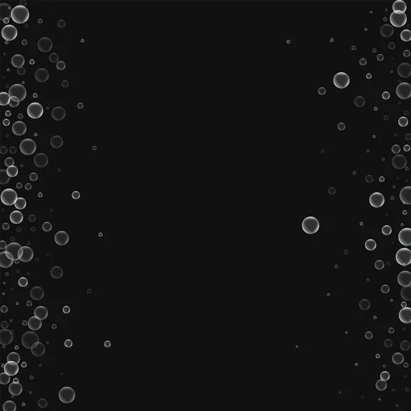 Burbujas de jabón Borde sucio con burbujas de jabón sobre fondo negro Ilustración vectorial — Vector de stock