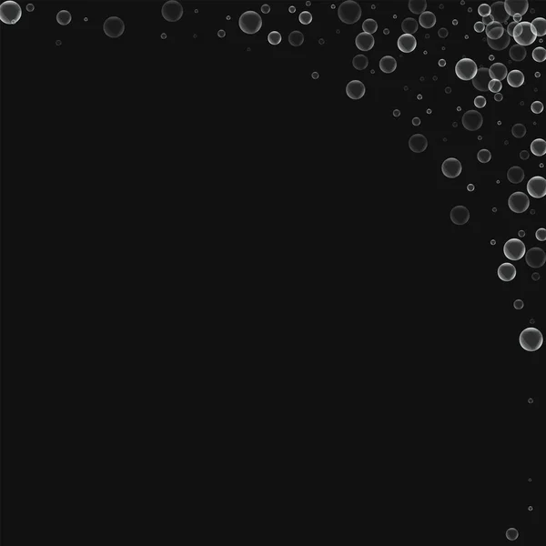 Bulles de savon Coin supérieur droit abstrait avec bulles de savon sur fond noir Illustration vectorielle — Image vectorielle