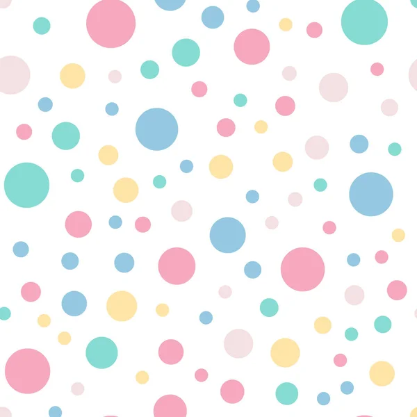 Kleurrijke polka dots naadloze patroon op wit 9 achtergrond grote klassieke kleurrijke polka dots — Stockvector