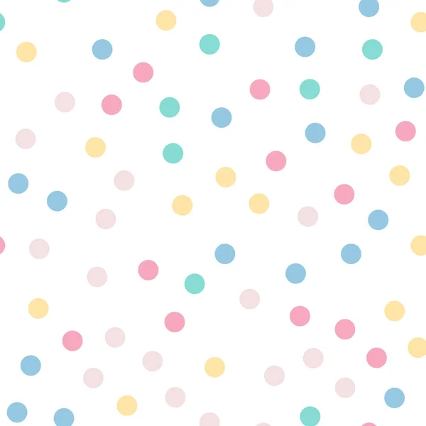 Kleurrijke polka dots naadloze patroon op wit 9 achtergrond Pleasing klassieke kleurrijke polka dots — Stockvector