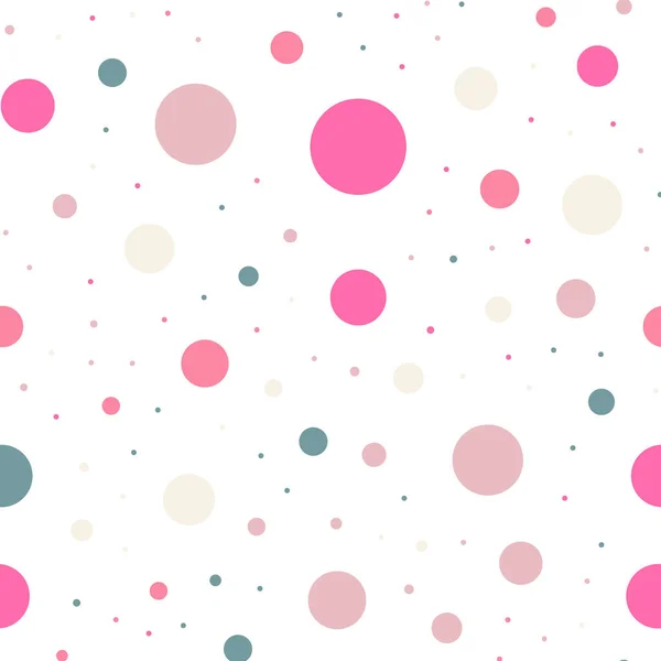 Färgglada prickar sömlösa mönster på vit 8 bakgrund söt klassiska färgglada prickar textil — Stock vektor