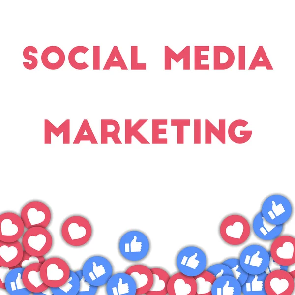 Social media marketing Ícones de mídia social em forma abstrata fundo com polegares espalhados para cima e —  Vetores de Stock