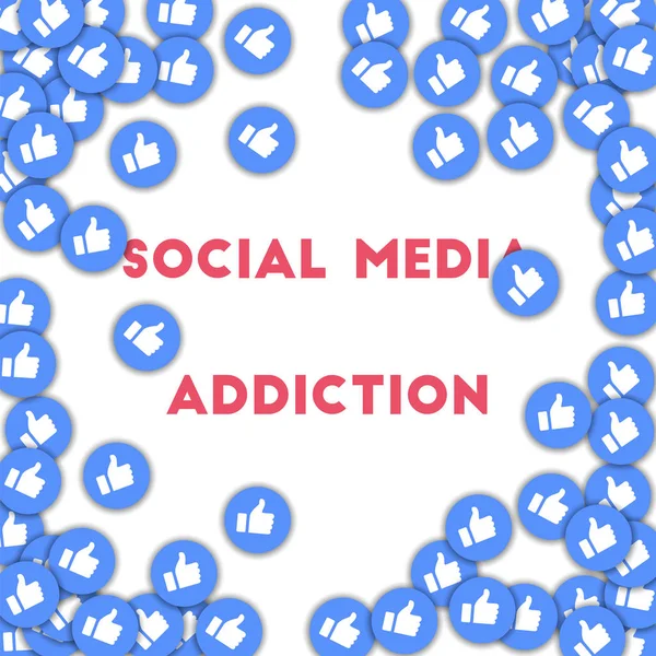 Sosyal medya bağımlılığı sosyal medya simgeleri soyut şekil arka planda dağınık başparmaklarla