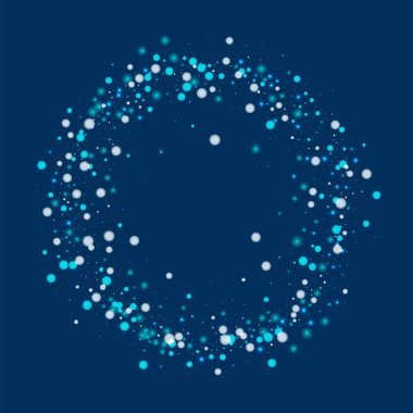 Güzel yağan kar Ring çerçeve ile derin mavi arka plan vektör üzerinde güzel yağan kar