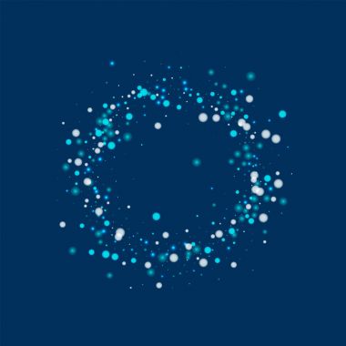 Güzel düşen kar küçük halka çerçeve ile derin mavi arka plan vektör üzerinde güzel yağan kar