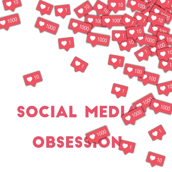 Obsession des médias sociaux Icônes des médias sociaux en forme abstraite fond avec compteur rose Social — Image vectorielle
