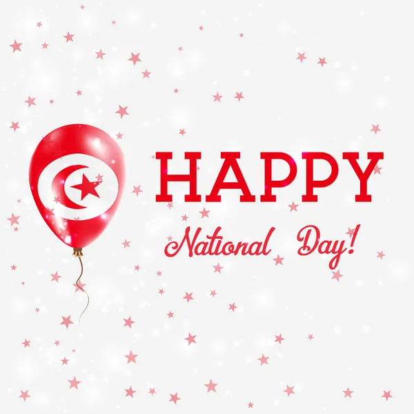 Affiche patriotique de la fête nationale tunisienne Ballon en caoutchouc volant aux couleurs du drapeau tunisien Tunisie — Image vectorielle
