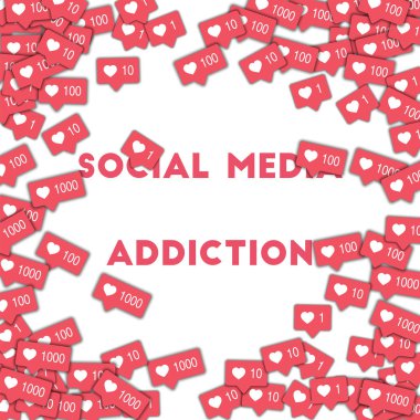 Sosyal medya bağımlılık Sosyal Medya Icons pembe sayaç sosyal ile soyut şekli arka plan