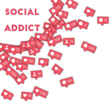 Sosyal bağımlısı Sosyal Medya Icons sayaç yorum ve arkadaşı ile soyut şekli arka plan