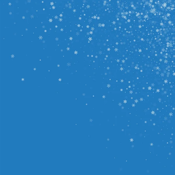 Красиві снігопад розпорошені правому верхньому куті на синьому фоні Векторні ілюстрації — стоковий вектор