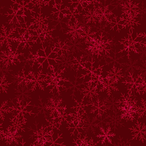 ワイン赤クリスマス背景カオスに透明な雪片シームレス パターンに散在 — ストックベクタ
