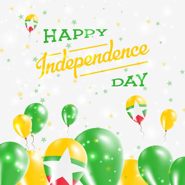 Myanmar Bağımsızlık günü mutlu ülkenin ulusal renklerde vatansever tasarım balonlar