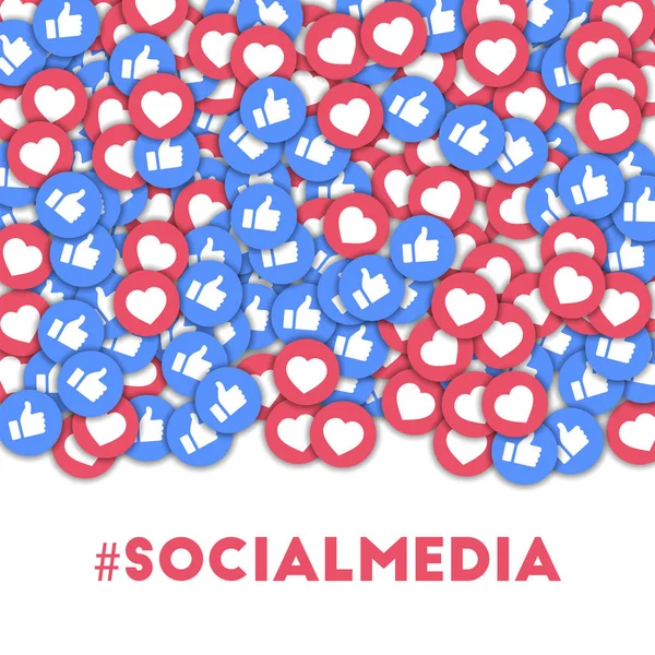 socialmedia Sosyal Medya Icons dağınık başparmak yukarıya ve kalpleri ile soyut şekli arka plan