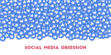 Sosyal medya saplantı Sosyal Medya Icons dağınık başparmak yukarıya ile soyut şekli arka plan