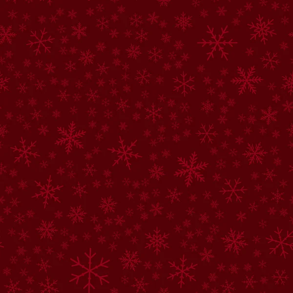 Flocos de neve transparentes sem costura padrão no vinho vermelho fundo de Natal caótico espalhado —  Vetores de Stock