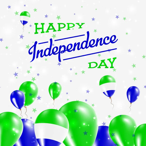 Dia da Independência da Serra Leoa Balões de Design Patriótico em Cores Nacionais do País Feliz — Vetor de Stock