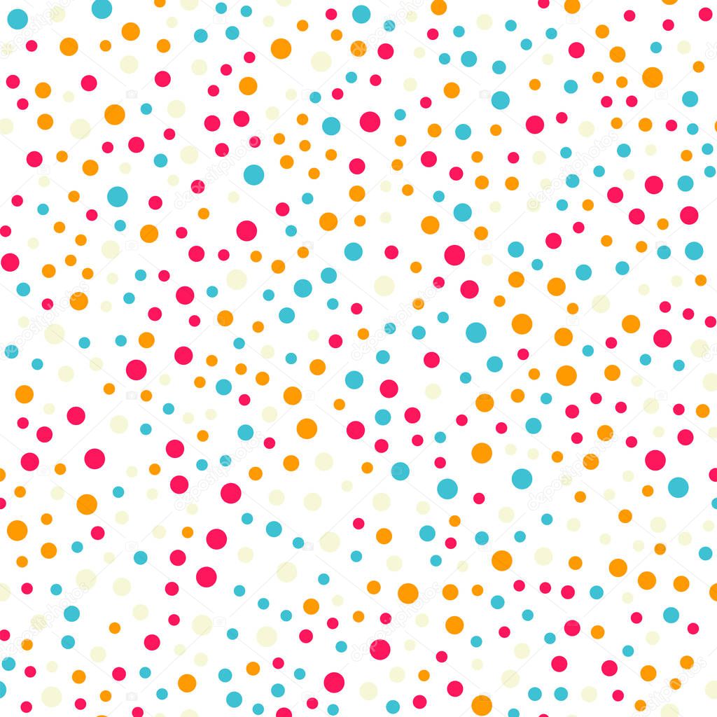 Colorful polka dots seamless pattern on white 18 background Beautiful classic colorful polka dots