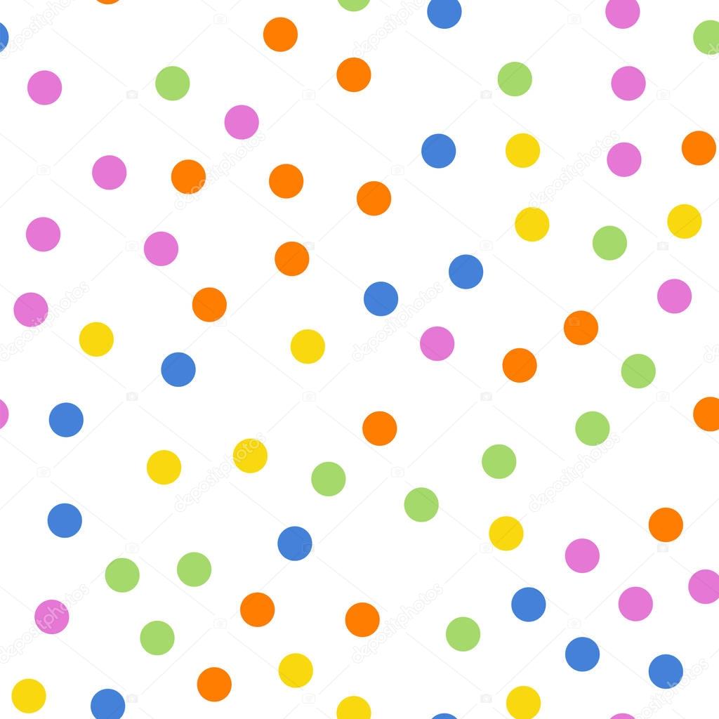 Colorful polka dots seamless pattern on white 2 background Classy classic colorful polka dots