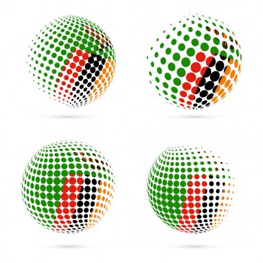 Zambiya yarı ton bayrak vatansever vektör tasarım 3d noktalı resim küre Zambiya ulusal bayrak renkleri ayarla.