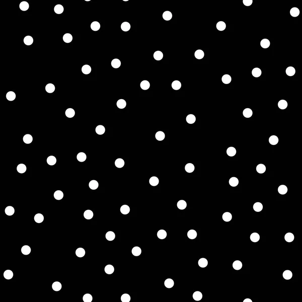 Fehér pöttyös varrat nélküli mintát a fekete háttér csábító klasszikus fehér pöttyös textil — Stock Vector
