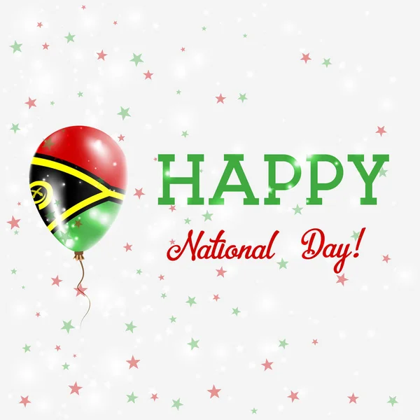 Vanuatu Cumhuriyeti Milli Günü vatansever poster uçan lastik balon Nivanuatu bayrak renkleri — Stok Vektör