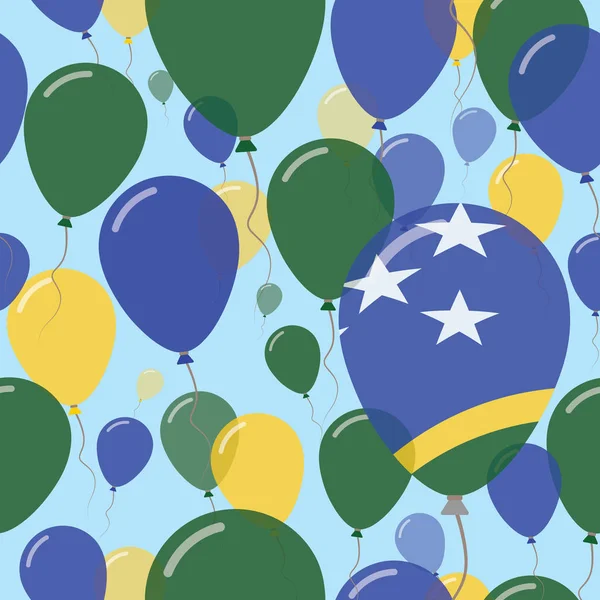 Día Nacional de las Islas Salomón Patrón plano sin costura Vuelo Celebración Globos en colores de Salomón — Vector de stock