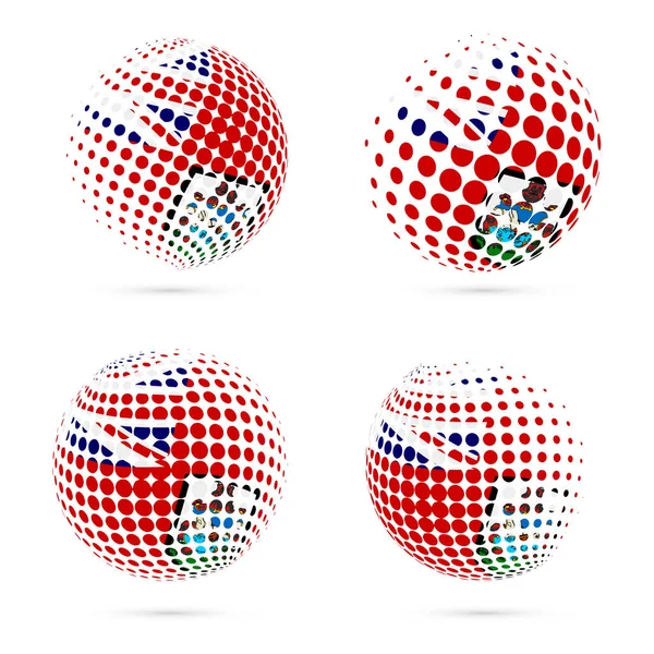 Bermudas semitono establecido patriótico vector diseño 3d semitono esfera en la bandera nacional de Bermudas — Vector de stock